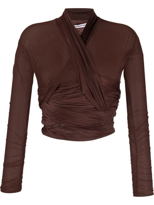 Brown Ruched Cropped Top