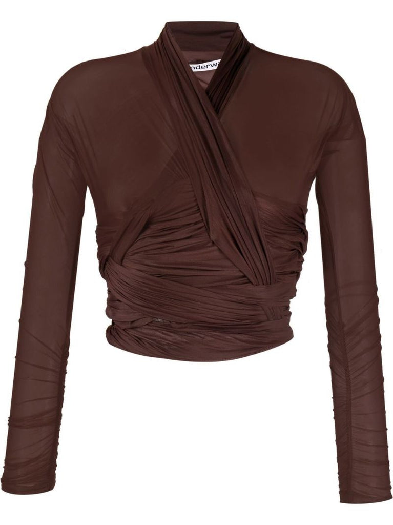 Brown Ruched Cropped Top