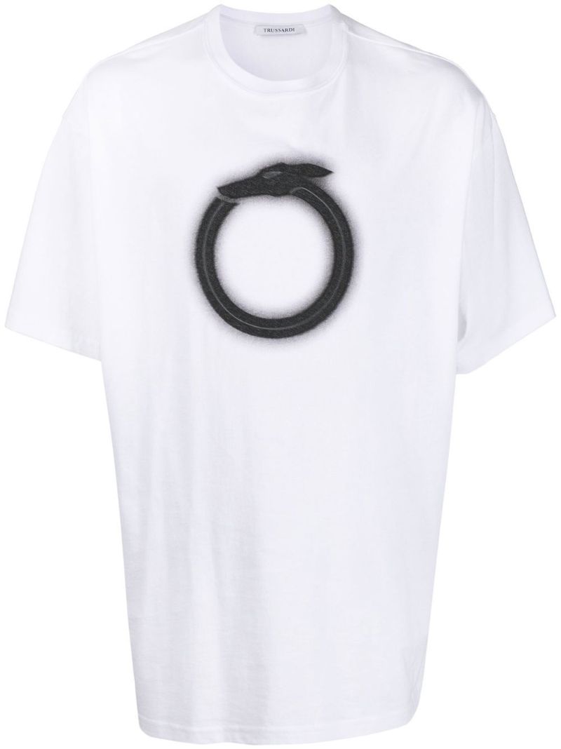 White Printed Cotton T-shirt