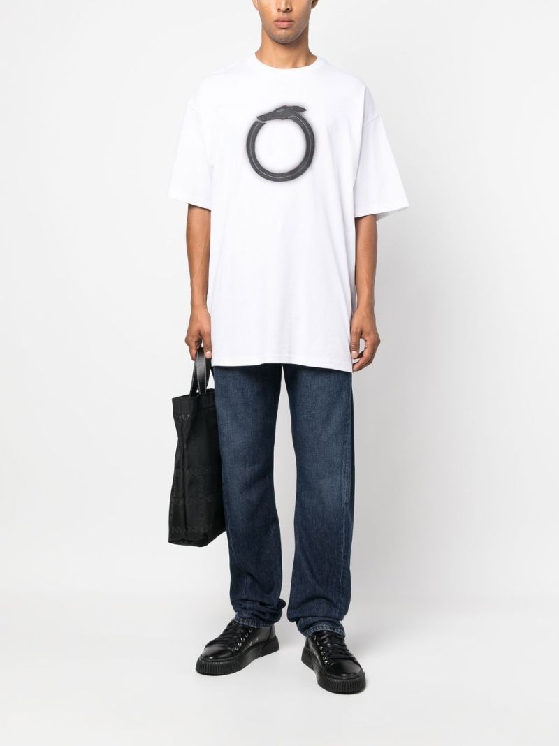 White Printed Cotton T-shirt