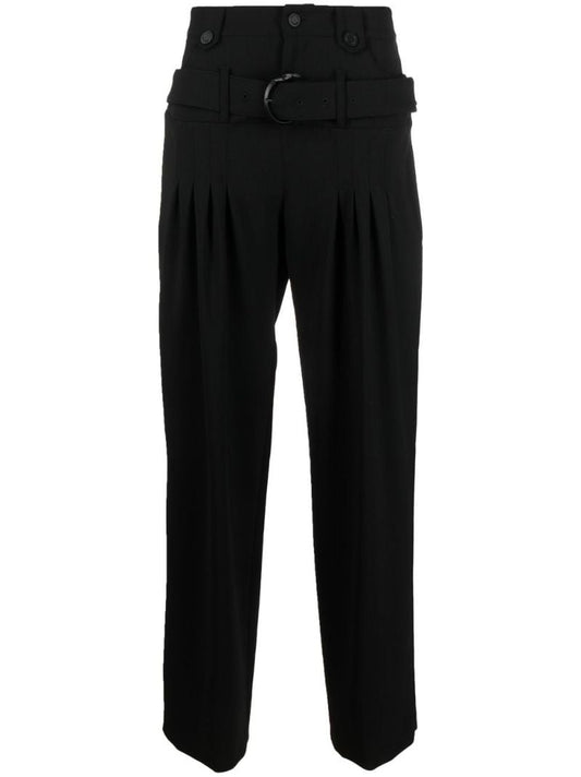 Black Belted Wool Trousers