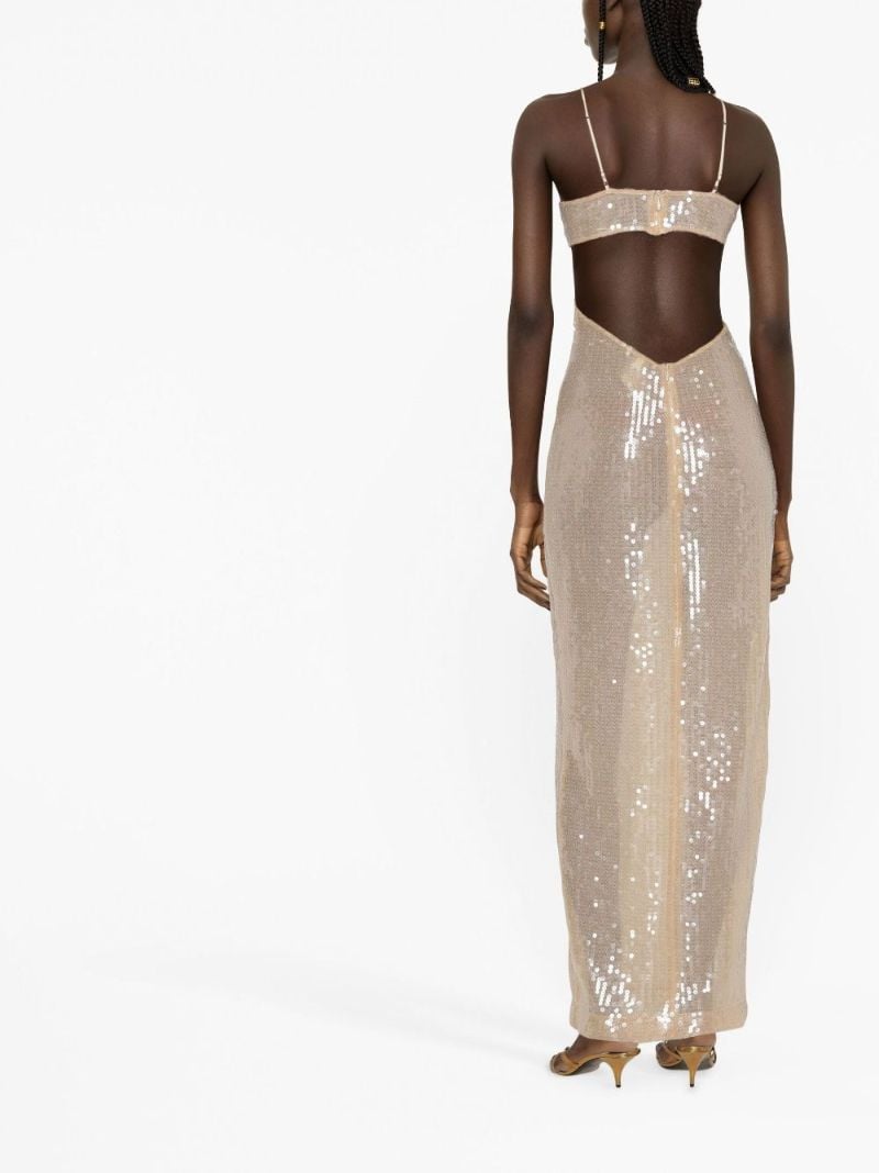 Neutral Cut-out Sequinned Maxi Dress