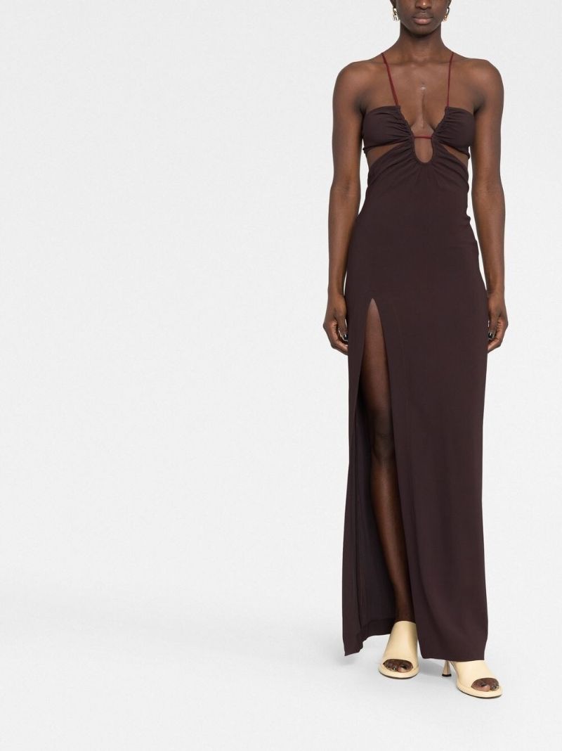 Brown Cut-out Maxi Dress