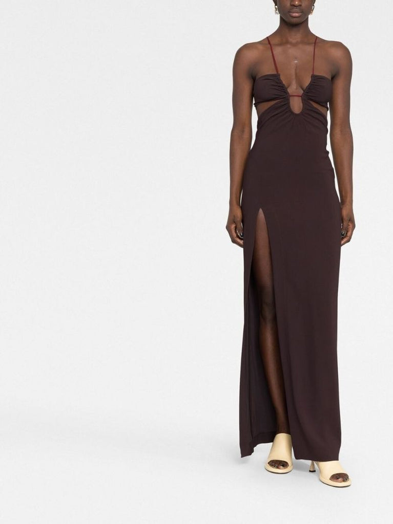Brown Cut-out Maxi Dress