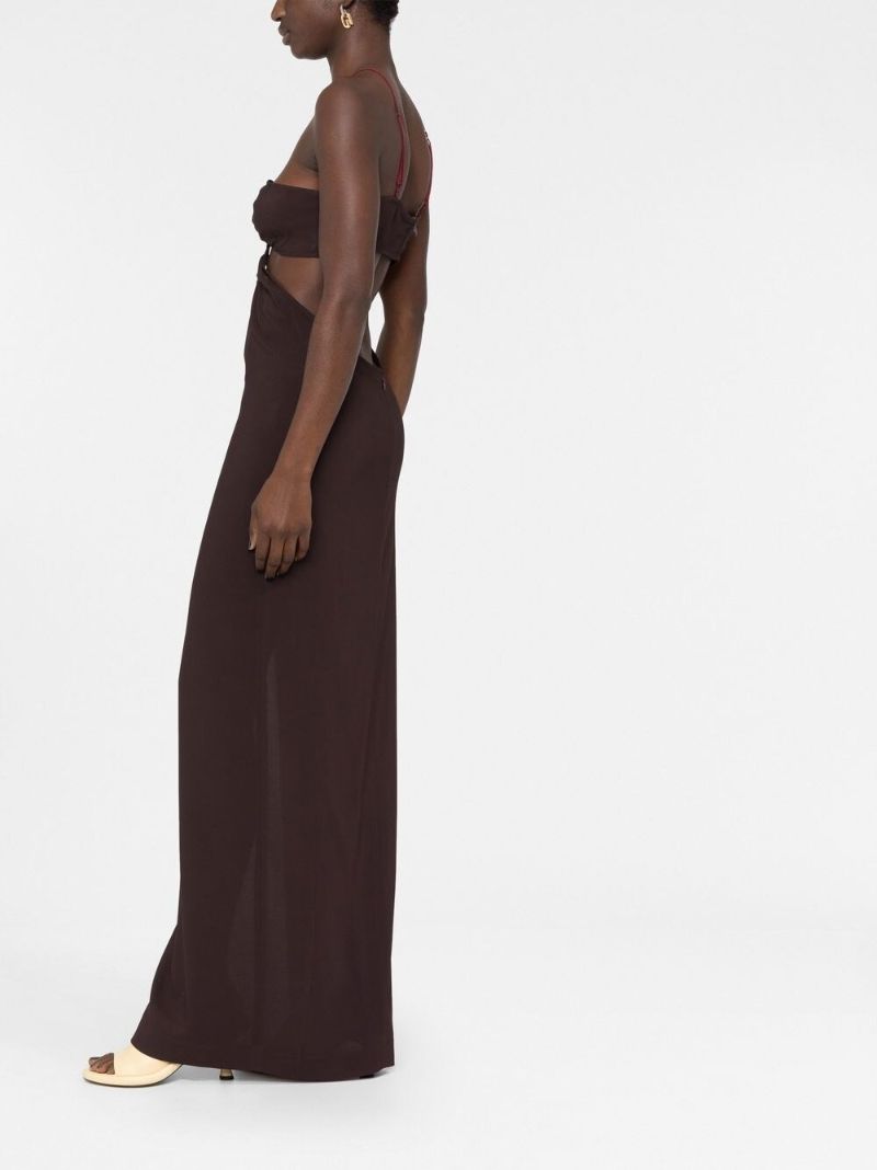 Brown Cut-out Maxi Dress