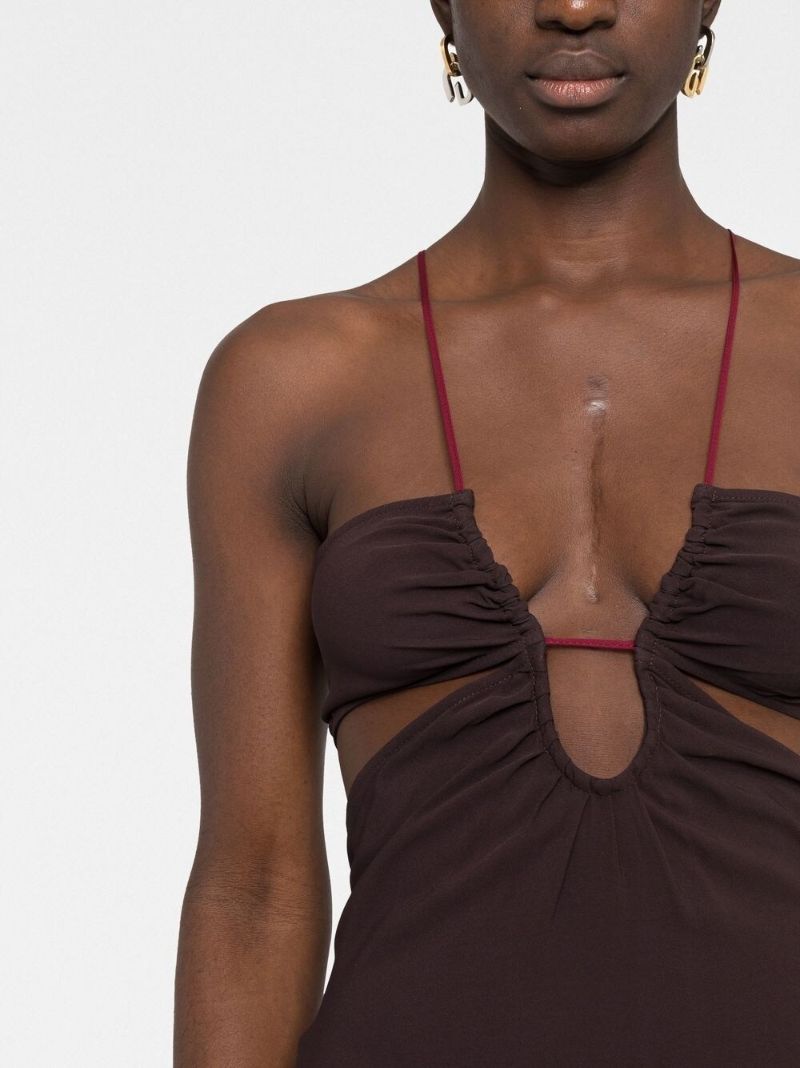 Brown Cut-out Maxi Dress