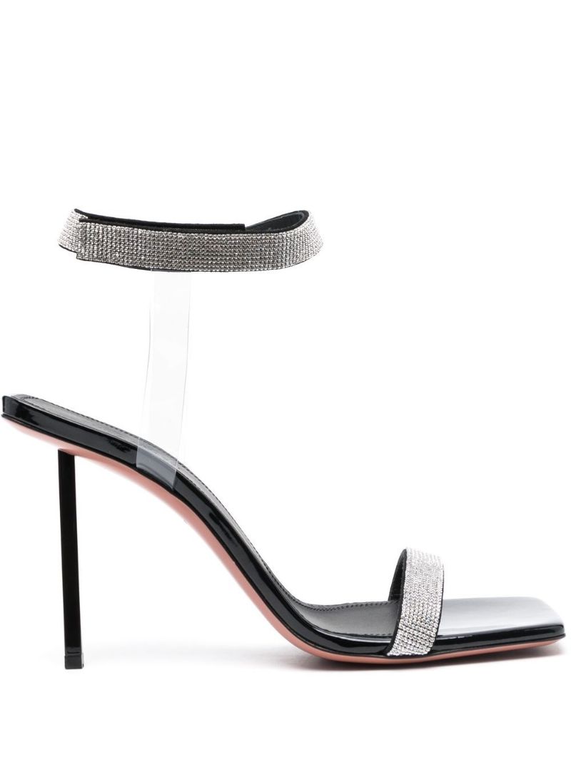Black Ria 110 Crystal Leather Sandals