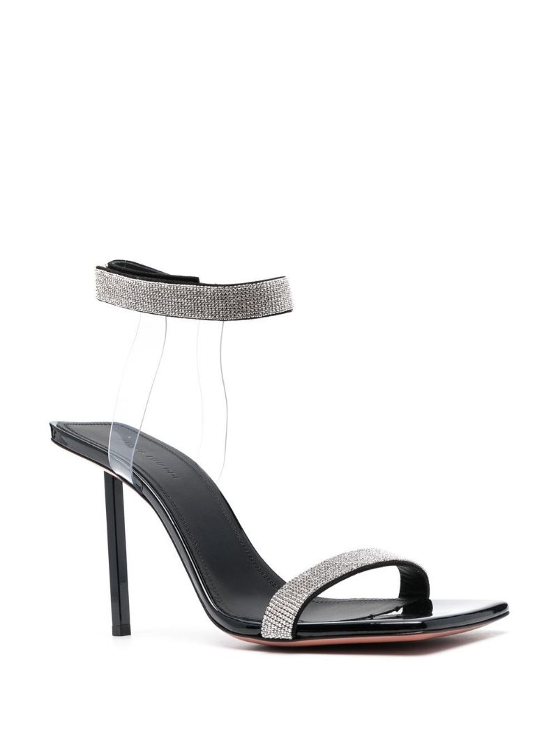 Black Ria 110 Crystal Leather Sandals
