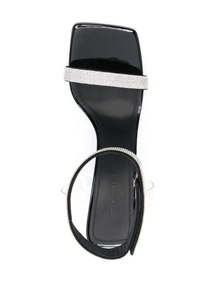 Black Ria 110 Crystal Leather Sandals