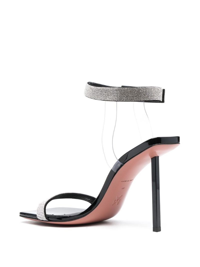 Black Ria 110 Crystal Leather Sandals