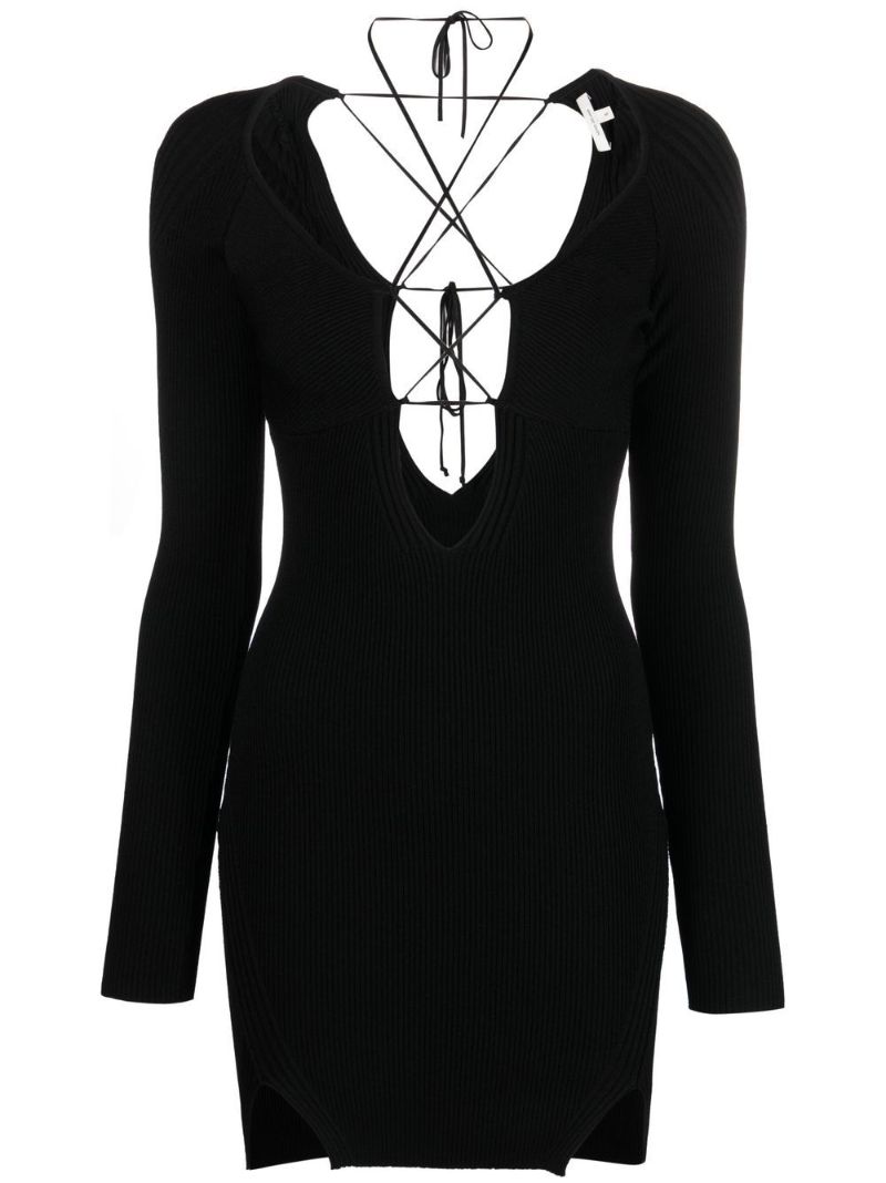 Black Lace-up Mini Dress