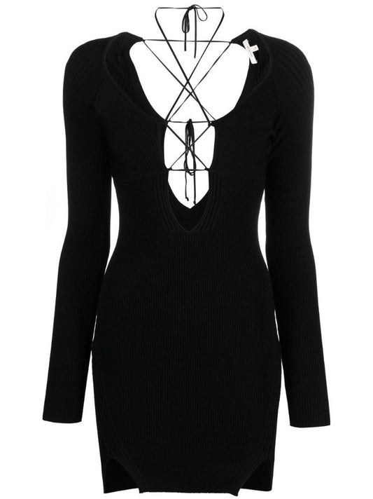 Black Lace-up Mini Dress