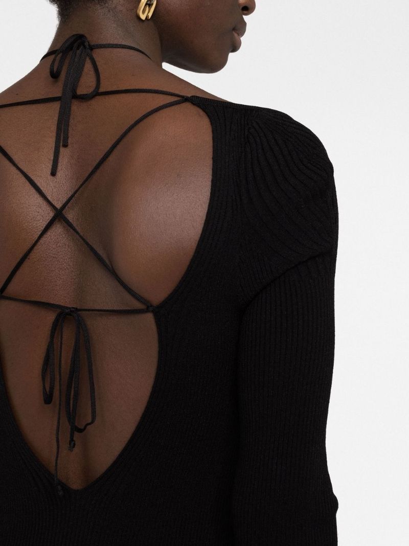 Black Lace-up Mini Dress