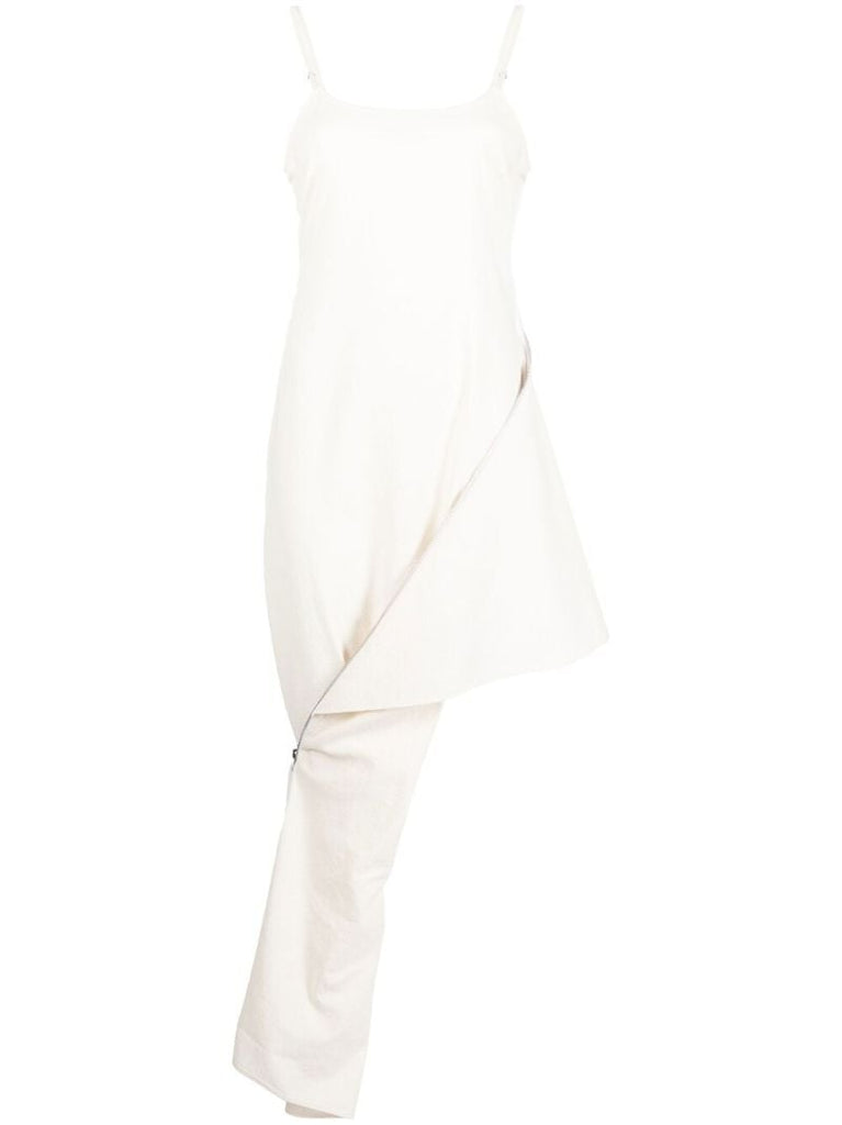 White Asymmetrical Midi Dress