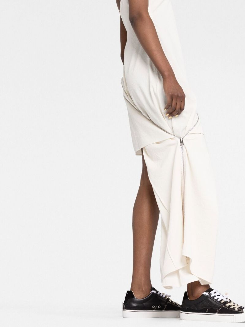 White Asymmetrical Midi Dress