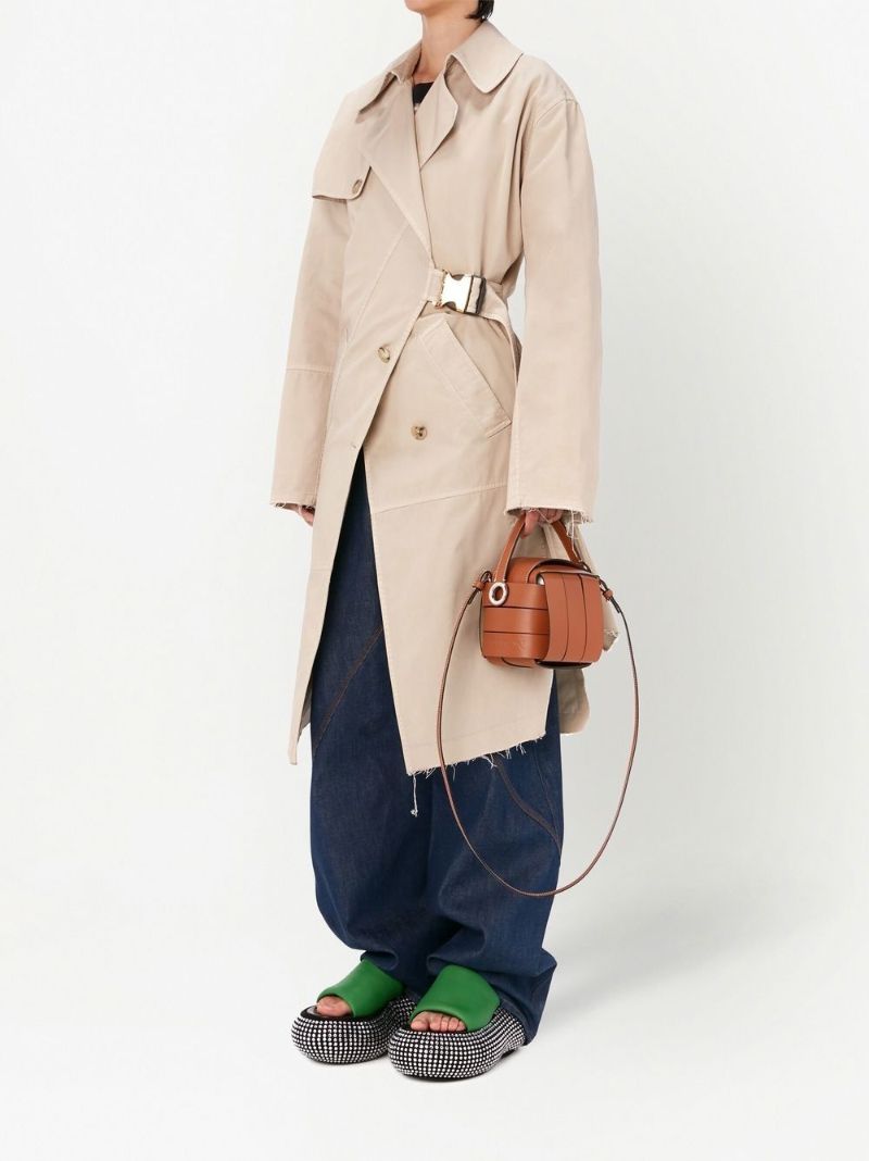 Neutral Twisted Buckle Trench Coat