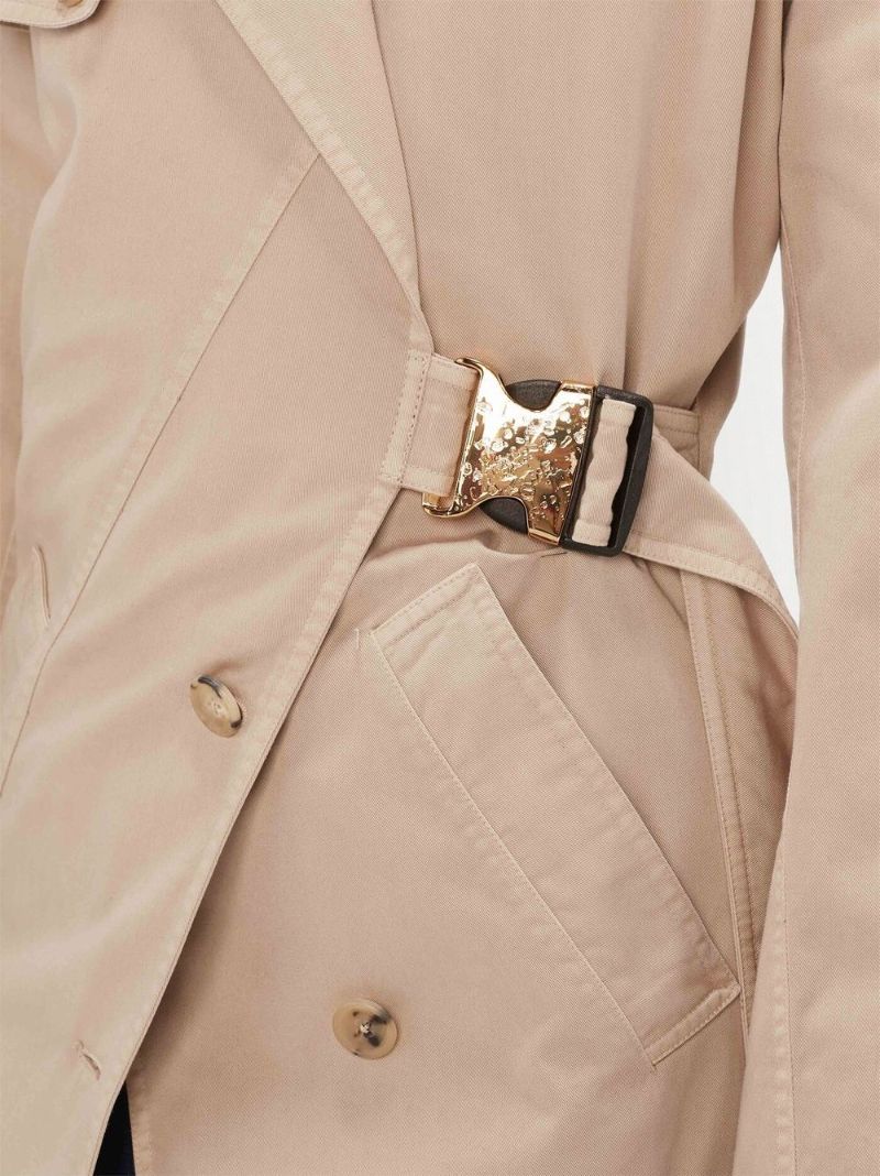 Neutral Twisted Buckle Trench Coat