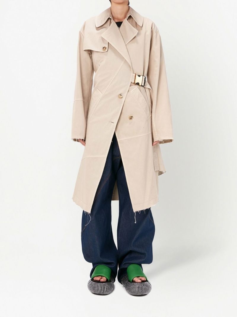 Neutral Twisted Buckle Trench Coat