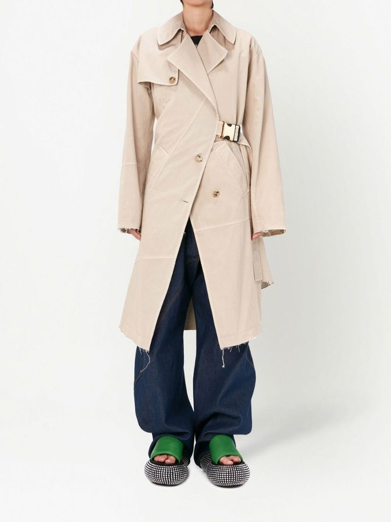 Neutral Twisted Buckle Trench Coat