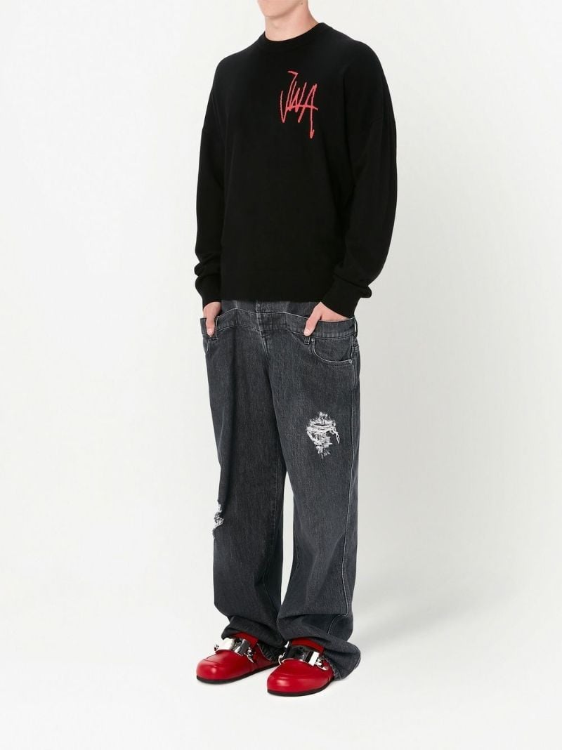 Black Logo-intarsia Merino-wool Sweater