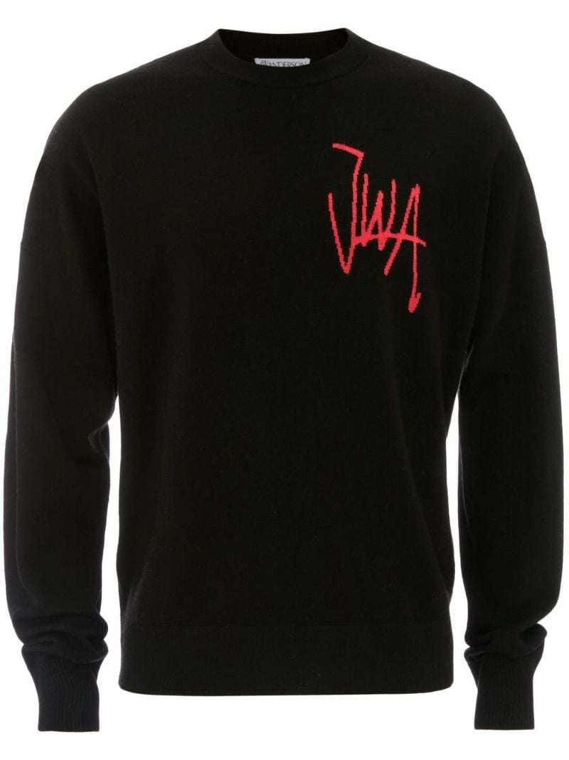 Black Logo-intarsia Merino-wool Sweater