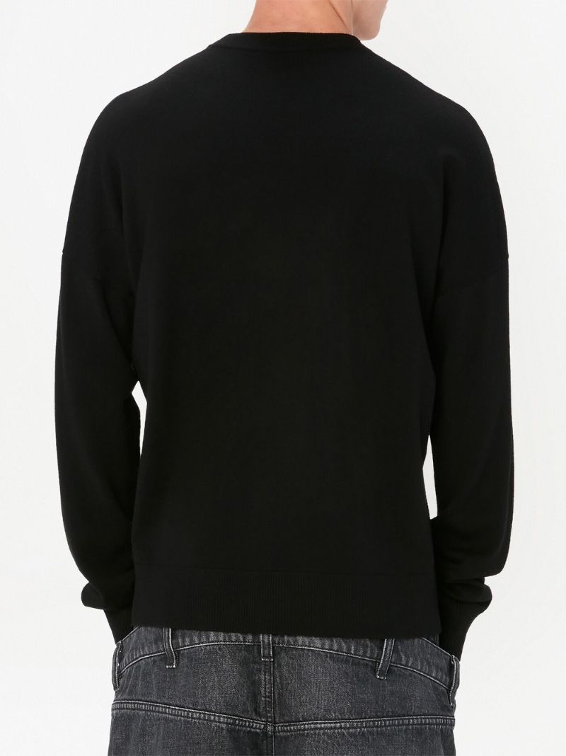 Black Logo-intarsia Merino-wool Sweater