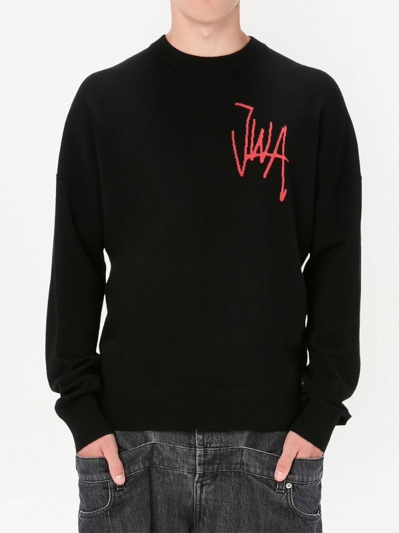 Black Logo-intarsia Merino-wool Sweater