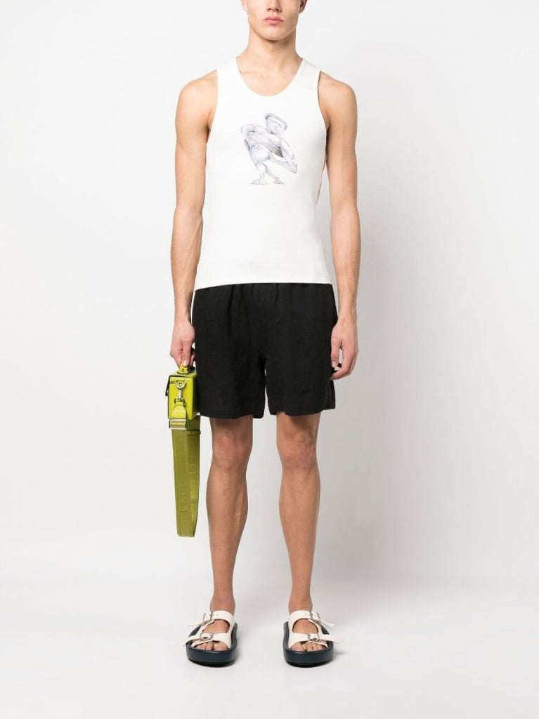 X Pol Anglada White Print Tank Top