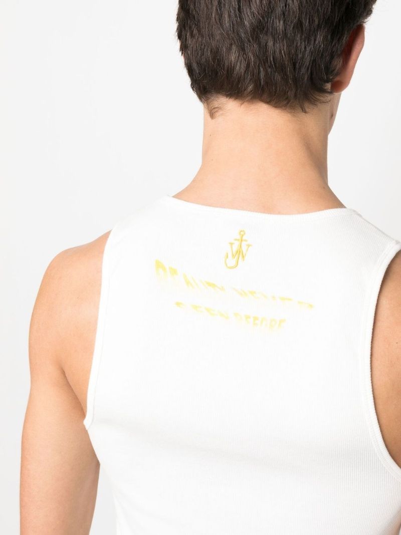 X Pol Anglada White Print Tank Top