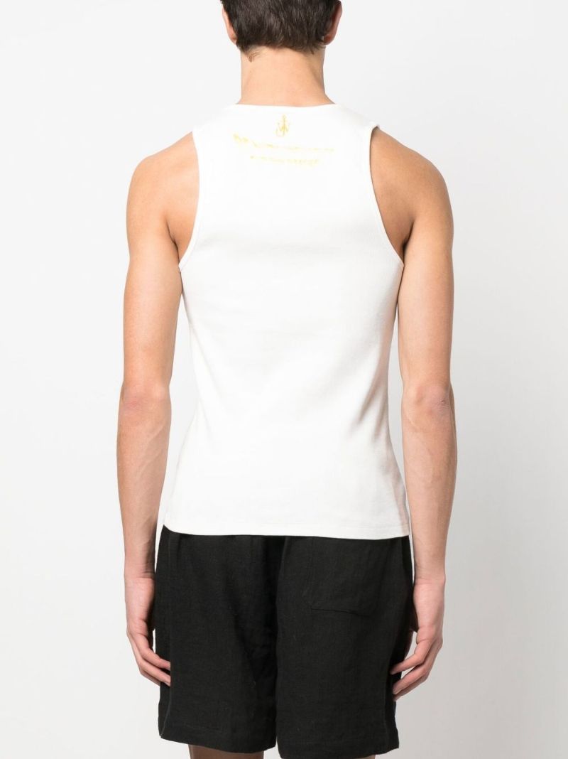 X Pol Anglada White Print Tank Top