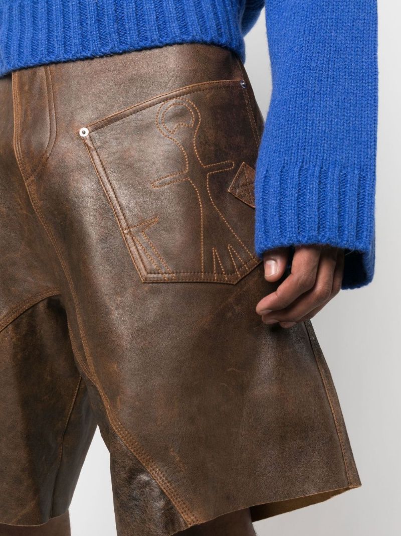 Brown Twisted Leather Shorts