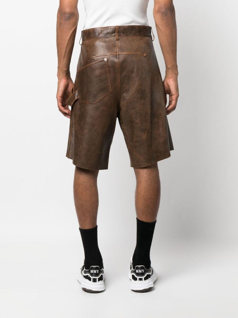 Brown Twisted Leather Shorts