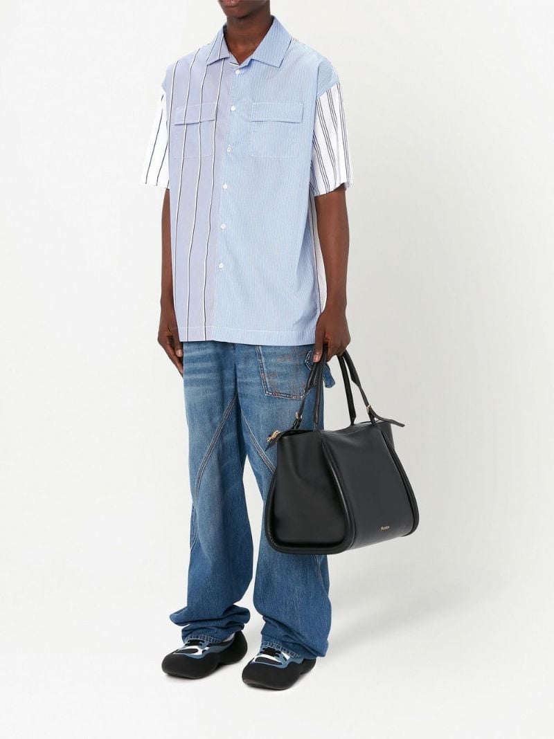 Blue Panelled Stripe-print Shirt