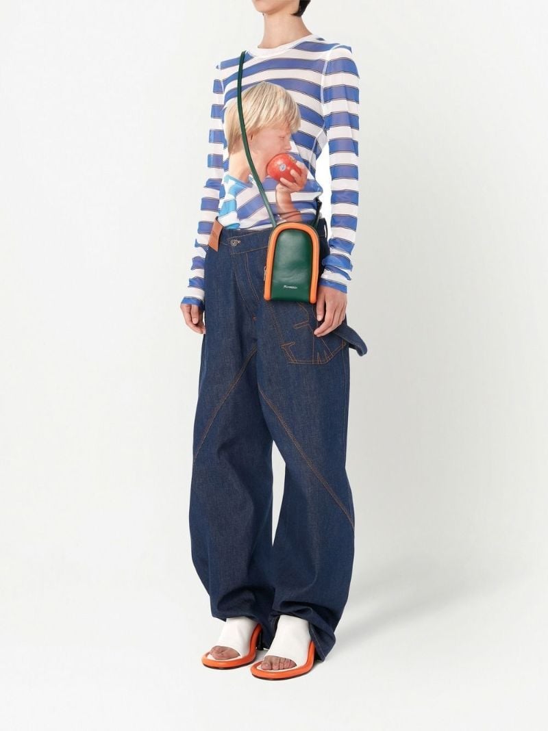 Blue Graphic Print Striped Top