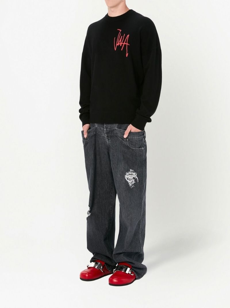 Black Logo Intarsia Merino Jumper