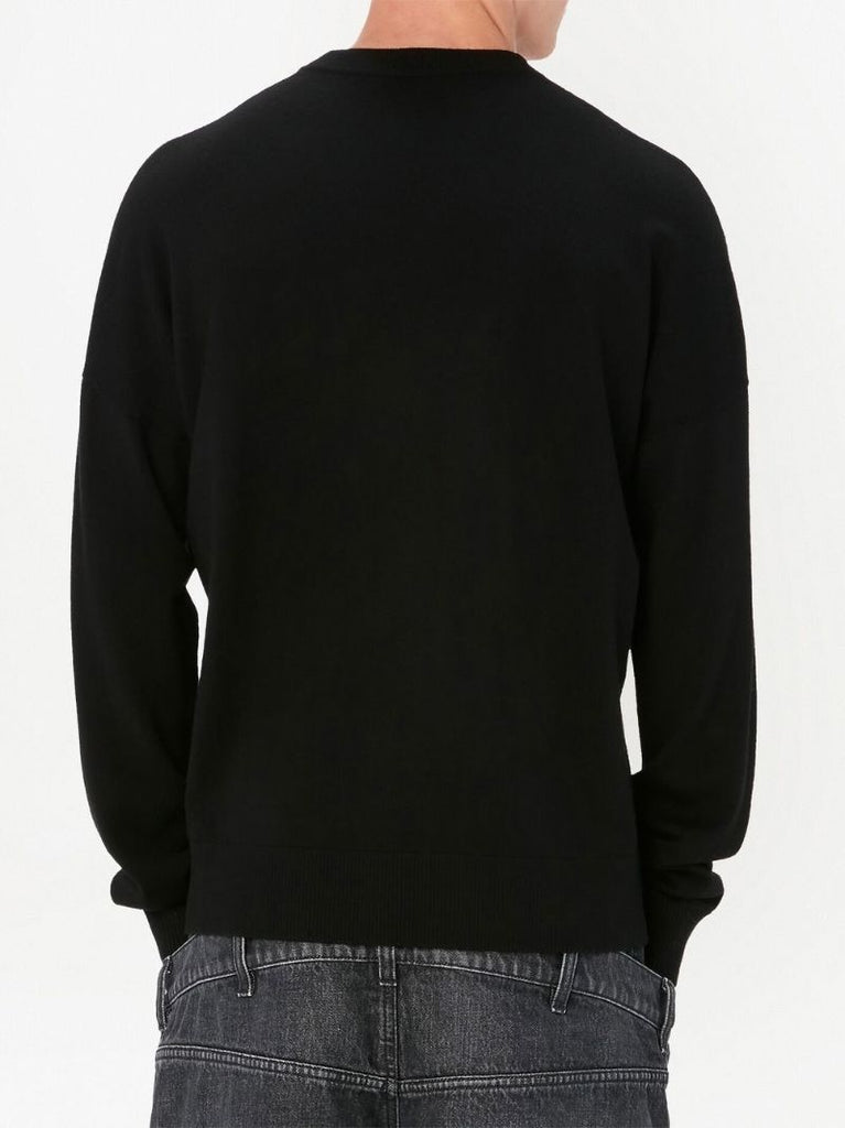 Black Logo Intarsia Merino Jumper