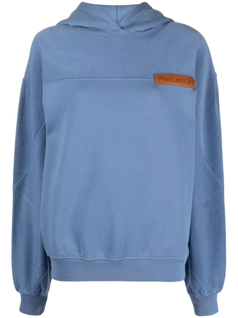 Blue Organic Cotton Logo Patch Hoodie