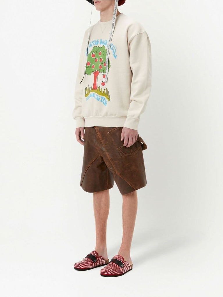 White Apple Tree Print Sweatshirt
