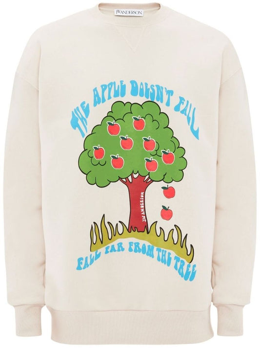 White Apple Tree Print Sweatshirt