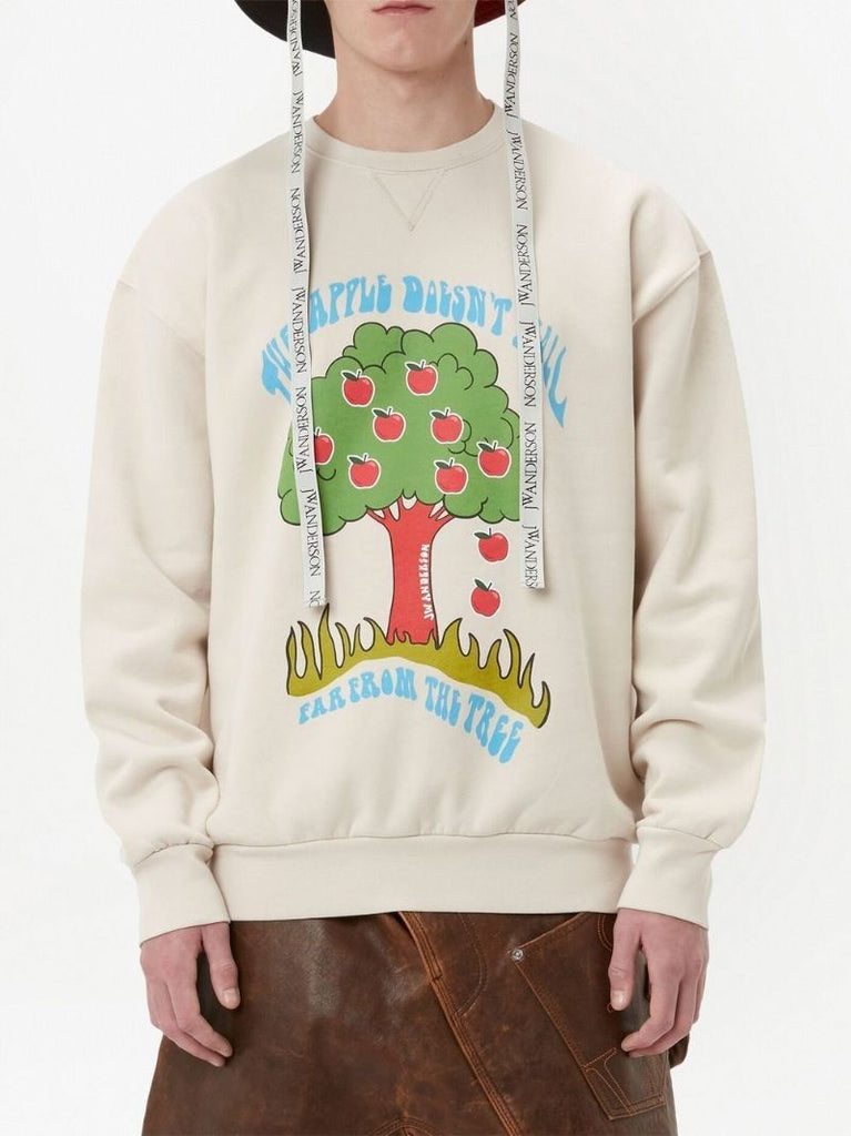 White Apple Tree Print Sweatshirt