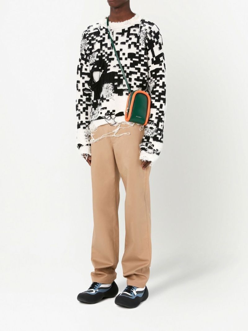 White Qr Code Distressed Jumper