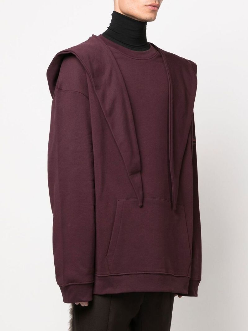 Purple Deconstructed Cotton Hoodie