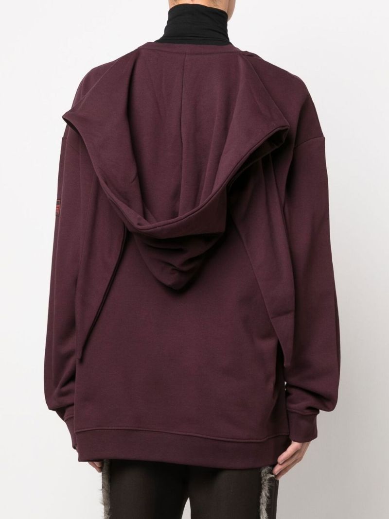Purple Deconstructed Cotton Hoodie
