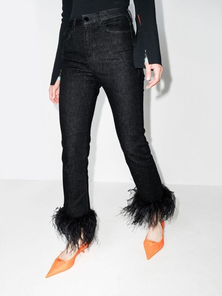 Feather Trim Jeans