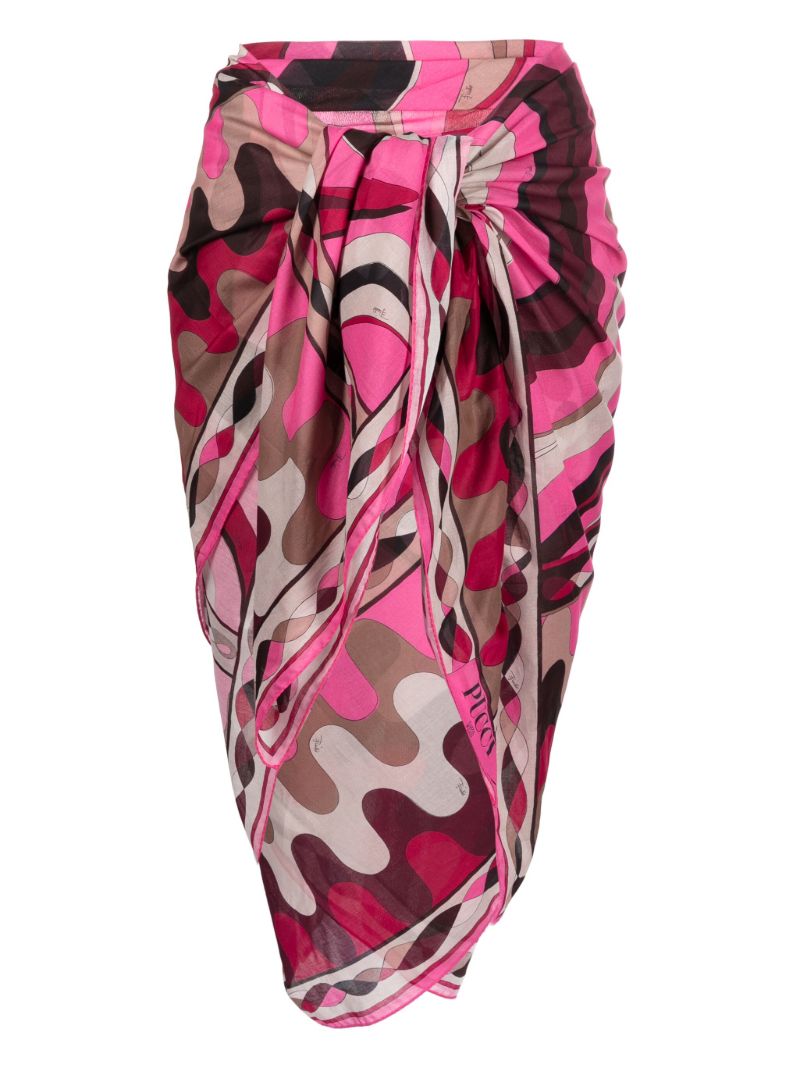 Pink Fiamme Print Sarong Skirt