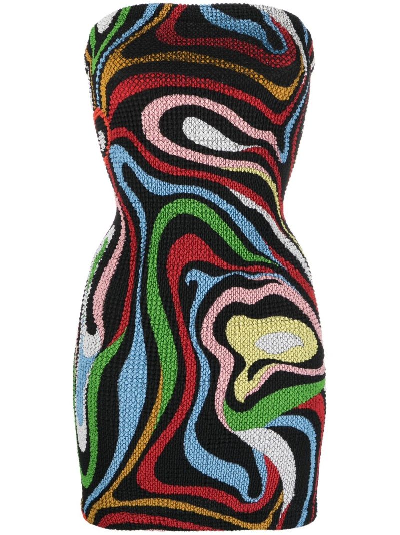Multicolour Marmo Print Mini Dress