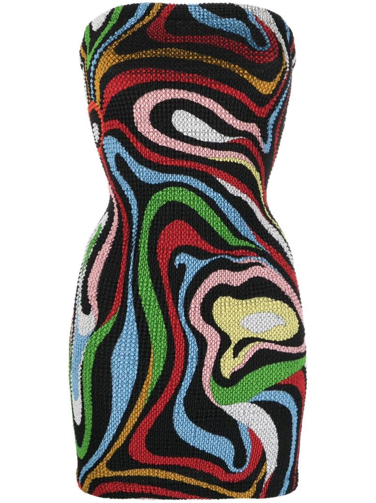 Multicolour Marmo Print Mini Dress