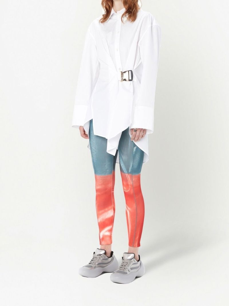 White Asymmetric Buckled Cotton Shirt