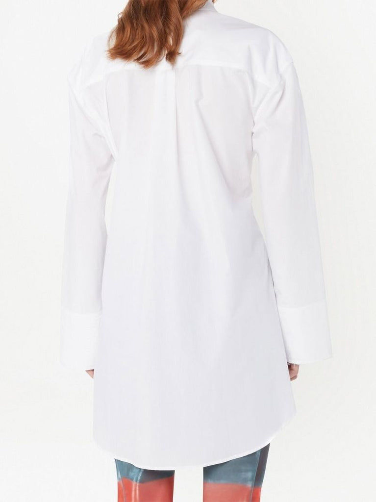 White Asymmetric Buckled Cotton Shirt