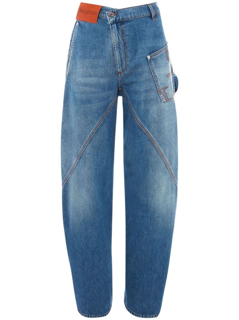 Blue Twisted Workwear Wide Leg Jeans